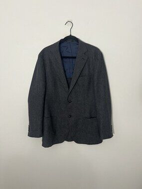 Suitsupply Gray Circular Wool Flannel Suit Jacket Blazer Havana Patch Size 52